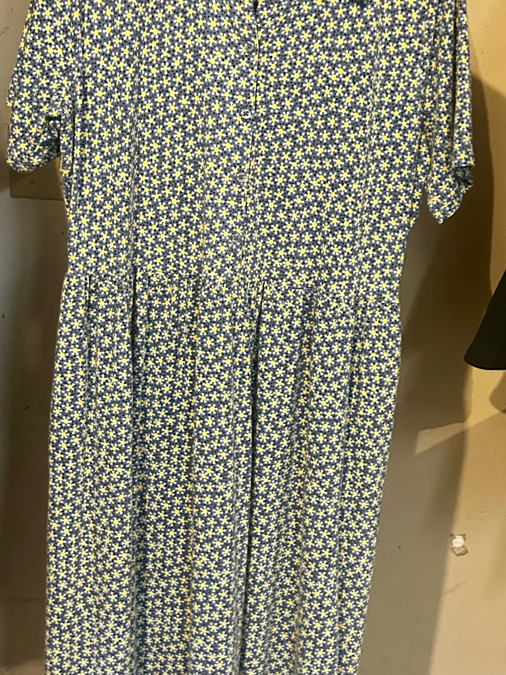 Denim&Co Blue Midi Dress with White and Yellow Floral Print
